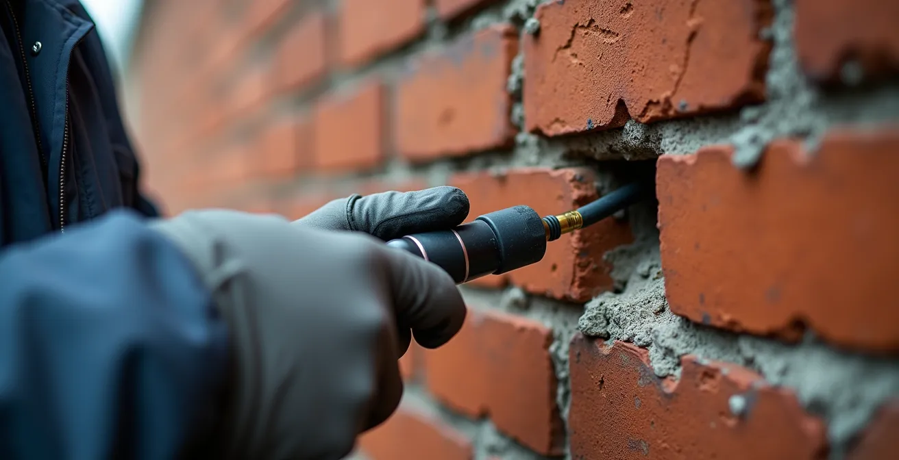 Endoscopisch onderzoek van spouwmuur door specialist