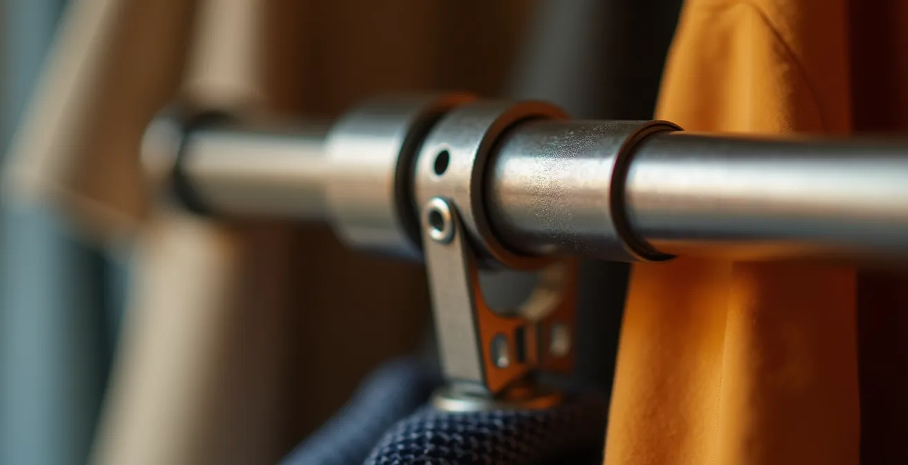 Kledingkast interieur met verschillende hoogtes kledingstangen voor diverse kledingstukken